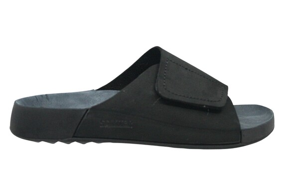 Black Leather Men's Daily Anatomic Slippers M7010NS - Thumbnail