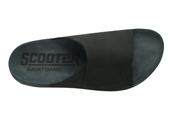 Black Leather Men's Daily Anatomic Slippers M7010NS - Thumbnail