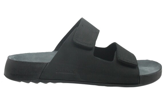 Scooter - Black Leather Men's Daily Anatomic Slippers M7011NS