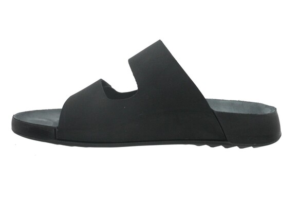 Black Leather Men's Daily Anatomic Slippers M7011NS - Thumbnail