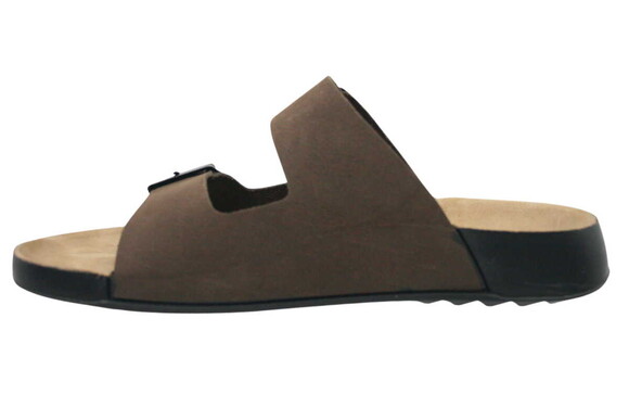 Brown Leather Men's Daily Anatomic Slippers M7013NKA - Thumbnail