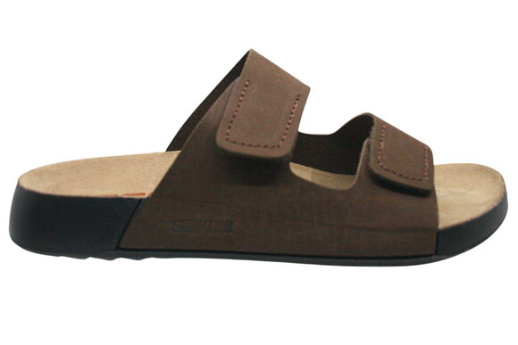 Brown Leather Men's Daily Anatomical Slippers M7011NKA - Thumbnail
