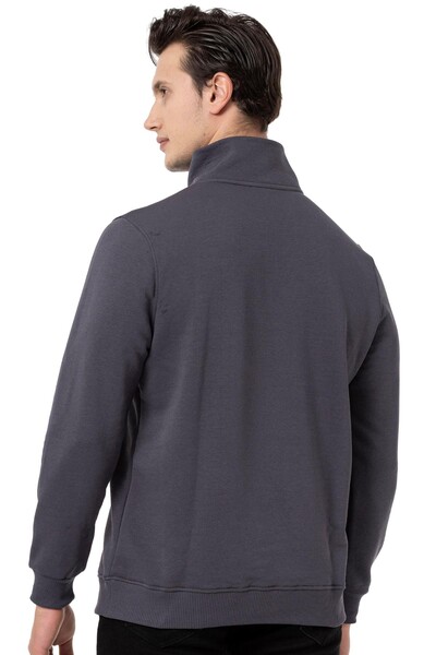 Yarım Fermuarlı Antrasit Erkek Sweatshirt M1519TA - Thumbnail