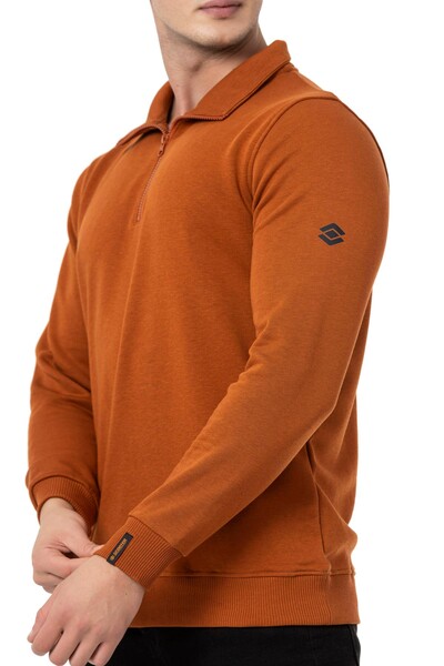 Yarım Fermuarlı Kiremit Erkek Sweatshirt M1519TKR - Thumbnail