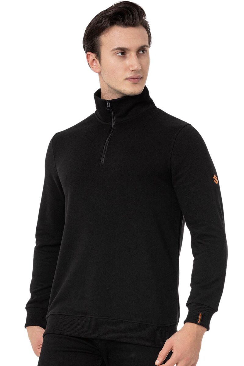 Yarım Fermuarlı Siyah Erkek Sweatshirt M1519TS